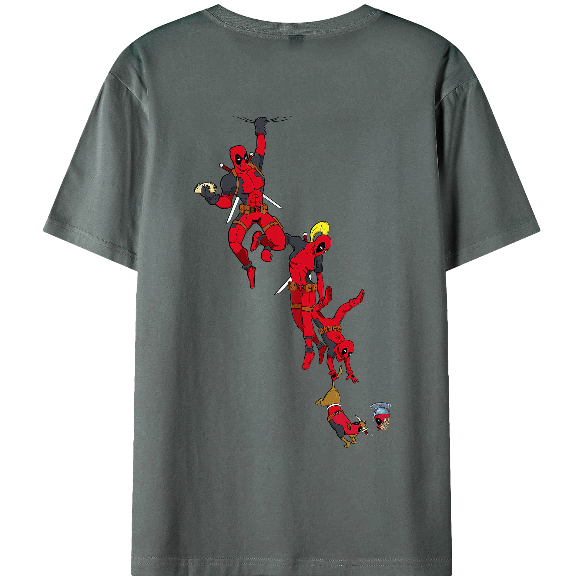 （画像用） Deadpool デッドプール 綿100％ メンズ半袖Tシャツ（バックプリント） 通気性